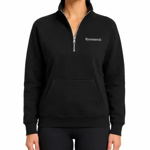 Quarter Zip Pullover Sweater Black Model