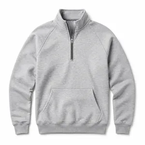 Quarter Zip Pullover Sweater Light Gray