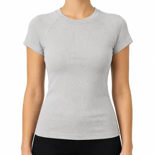 Slim Fit Ribbed Women's T-Shirt - alternate view