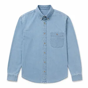 Men's Long Sleeve Denim Shirt Front View