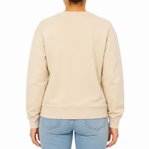 Women Crewneck Sweatshirt Cream Model Back View