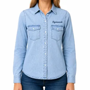 Women's Denim Shirt Light Sky Front View
